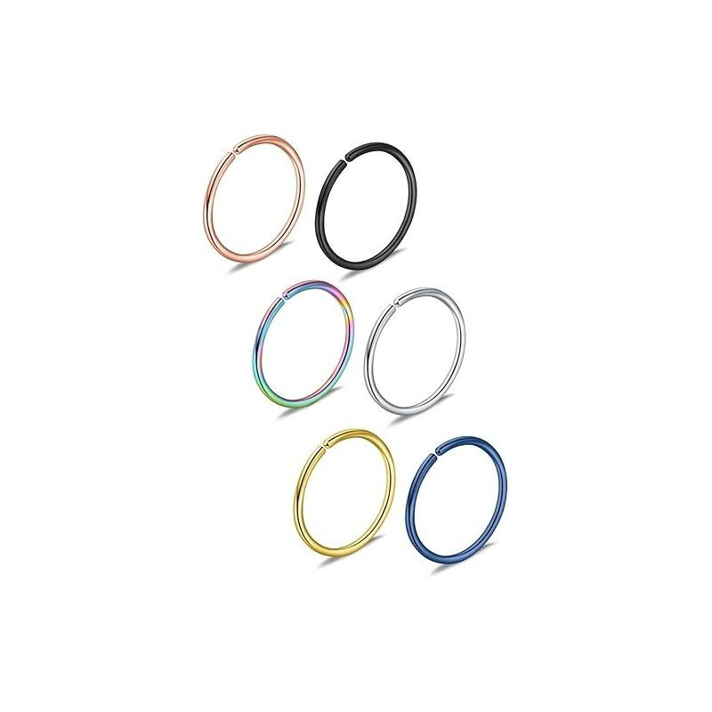 Nose Rings Set, 6pcs Stainless Steel Body Piercing Jewelry